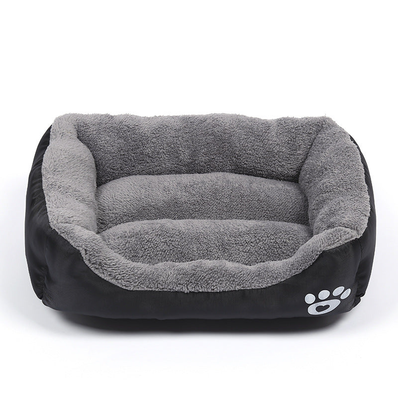 New, soft, and cozy fleece pet bed. Waterproof bottom. Suitable for small, medium & large pets. Keeps pets warm.