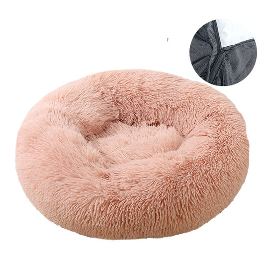 Dog bed, removable and washable round plush pet bed, cat bed, warm pet supplies, dog bed, pet bed, pet mat