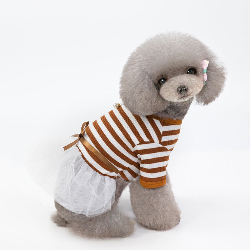 Pet Clothes Dog Clothes Spring And Summer New Dresses Pet Clothes Skirt Temperament Pit Yarn Skirt