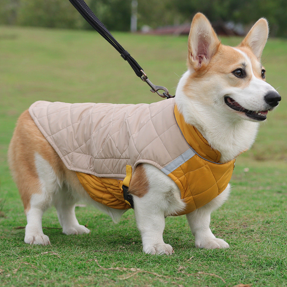 Reflective dog clothing, thickened cotton vest, dog cotton coat, pet clothing