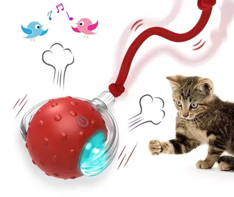 Cat Toy Gravity Intelligent Red Rope Rolling Ball Electric Teasing Cat Ball Grind Teeth and Bite Resistant Self Enjoyment