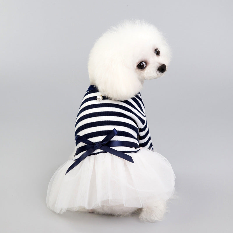 Pet Clothes Dog Clothes Spring And Summer New Dresses Pet Clothes Skirt Temperament Pit Yarn Skirt