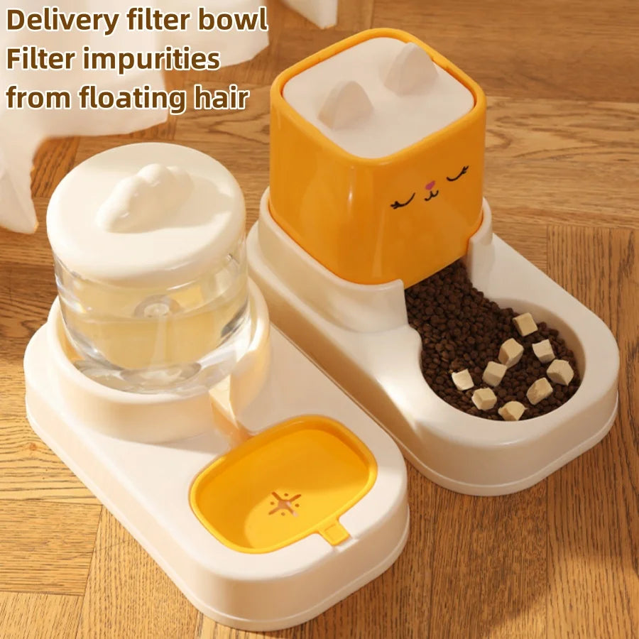 Kimpets Pet Cat Automatic Drinking Water Feeder Large Capacity Water Dispenser Dry Wet Separation Food Container Cat Dog Bowl