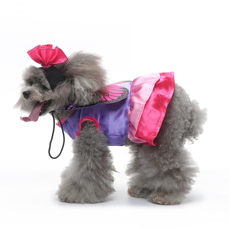 Pet Supplies Dog Clothes Christmas Dress Halloween Pet Clothes Funny Cute Butterfly Fairy Skirt (Wings Detachable)