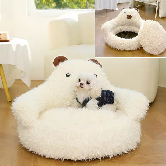 New Cute Alpaca Cat Bed House Nest Warm Comfortable Pet Products Bottom Non-slip Bed For Dog Dog Bed Pet Mats Pads