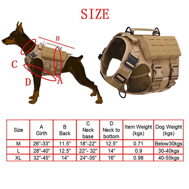 Outdoor tactical laser dog clothing suit multifunctional cobra nylon waterproof dog training suit dog combat vest