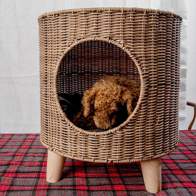 Cane Woven Cat Kennel, Pet Bed, Cat Supplies, Removable and Washable Pet Warm Nest, Knitting Crafts In Summer