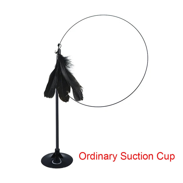 Cat Toy Teasing Cat Stick Interactive Toys Kitten Playing Feathers Wand With Bell Suction Cup Toy Play With Cat Pet Accesorios