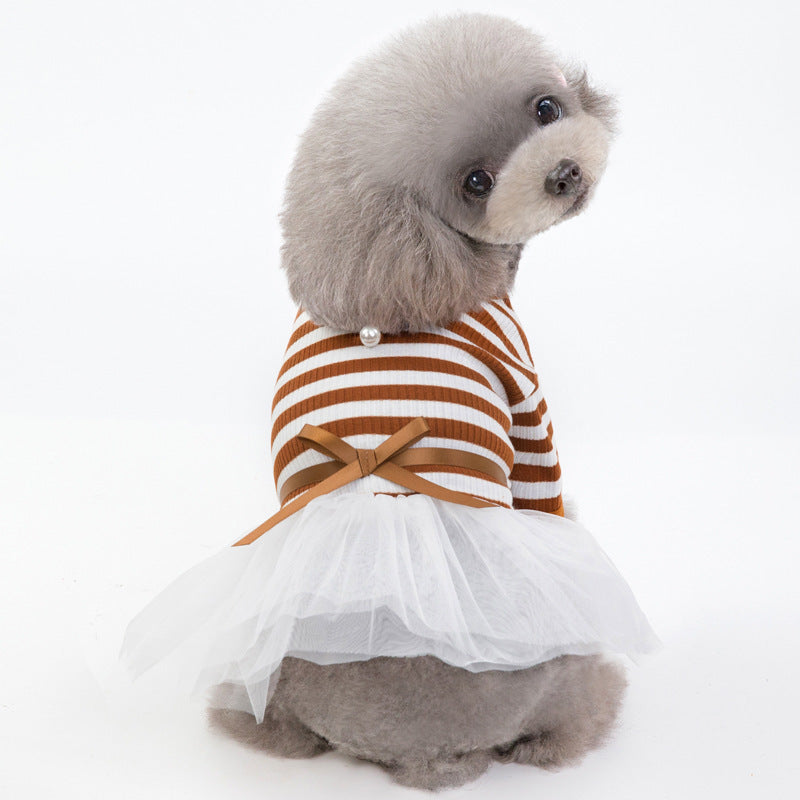 Pet Clothes Dog Clothes Spring And Summer New Dresses Pet Clothes Skirt Temperament Pit Yarn Skirt