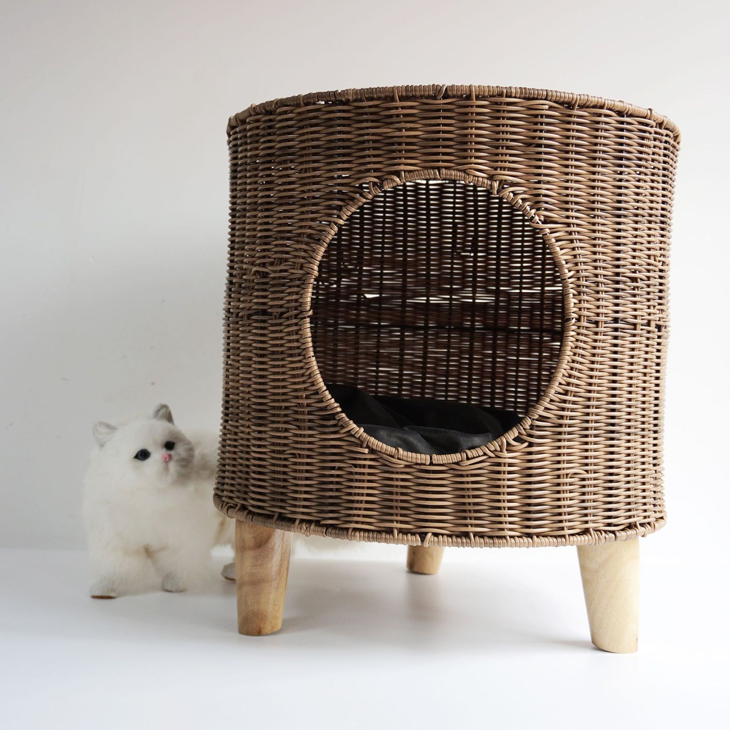 Cane Woven Cat Kennel, Pet Bed, Cat Supplies, Removable and Washable Pet Warm Nest, Knitting Crafts In Summer