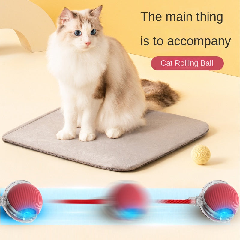 Cat Toy Gravity Intelligent Red Rope Rolling Ball Electric Teasing Cat Ball Grind Teeth and Bite Resistant Self Enjoyment