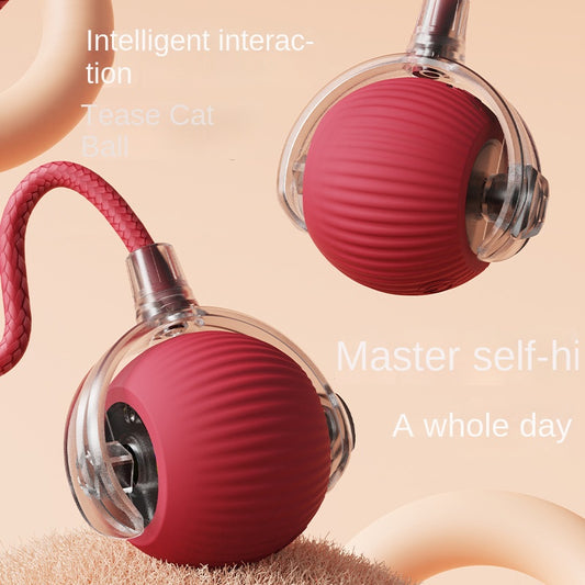 Cat Toy Gravity Intelligent Red Rope Rolling Ball Electric Teasing Cat Ball Grind Teeth and Bite Resistant Self Enjoyment