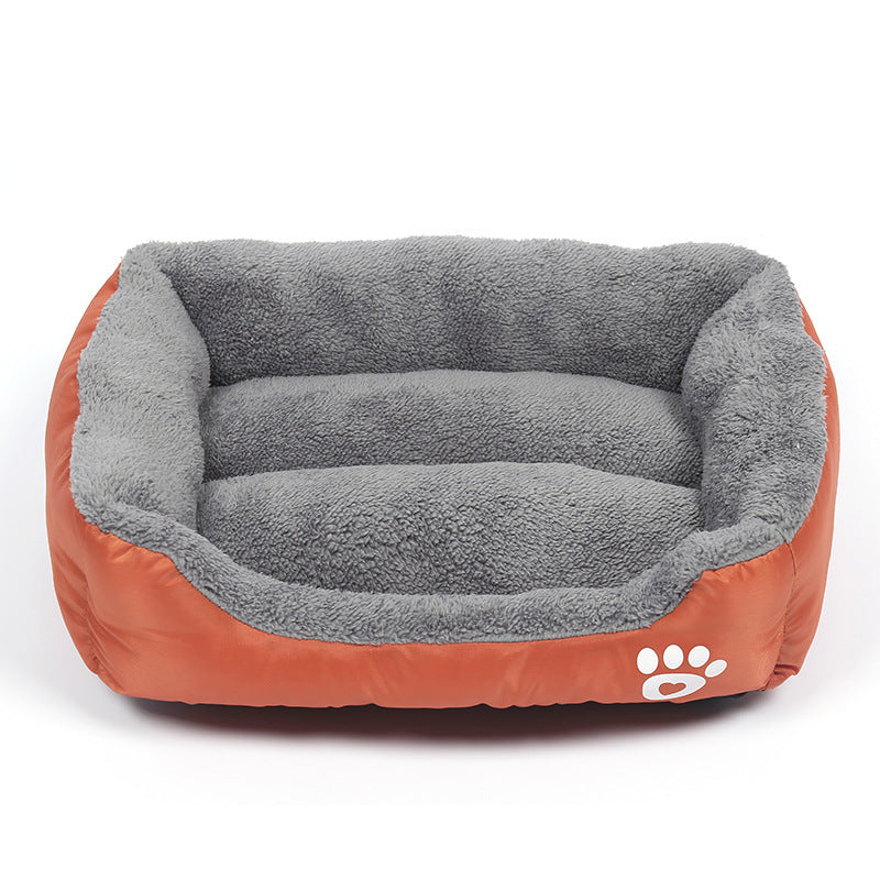 New, soft, and cozy fleece pet bed. Waterproof bottom. Suitable for small, medium & large pets. Keeps pets warm.