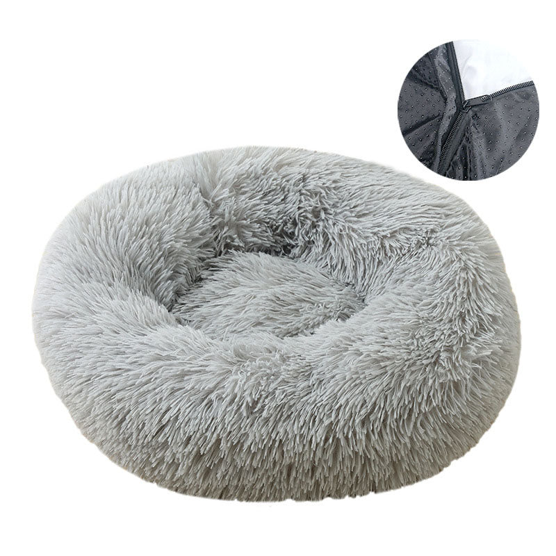 Dog bed, removable and washable round plush pet bed, cat bed, warm pet supplies, dog bed, pet bed, pet mat