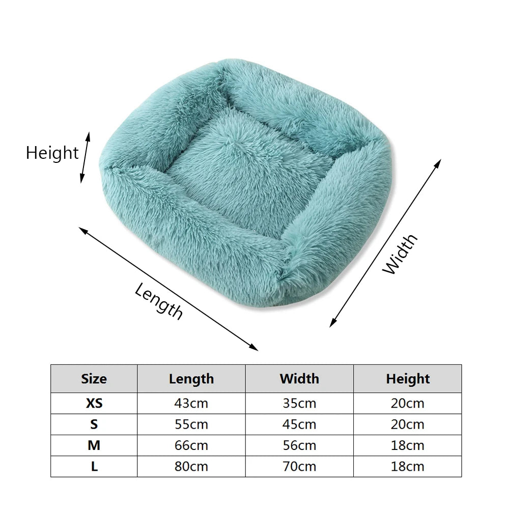 Square Dog Bed Long Plush Solid Color Pet Beds For Little Medium Large Pets Super Soft Warm Sleeping Mats For Dogs Cats